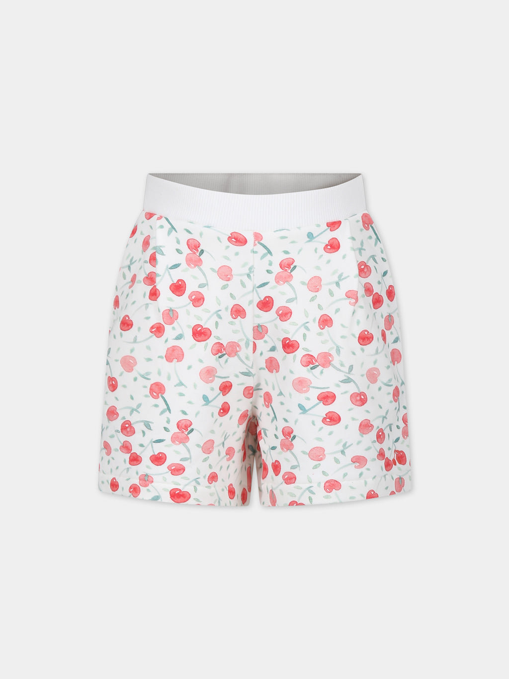 Ivory sports shorts for girl with cherries